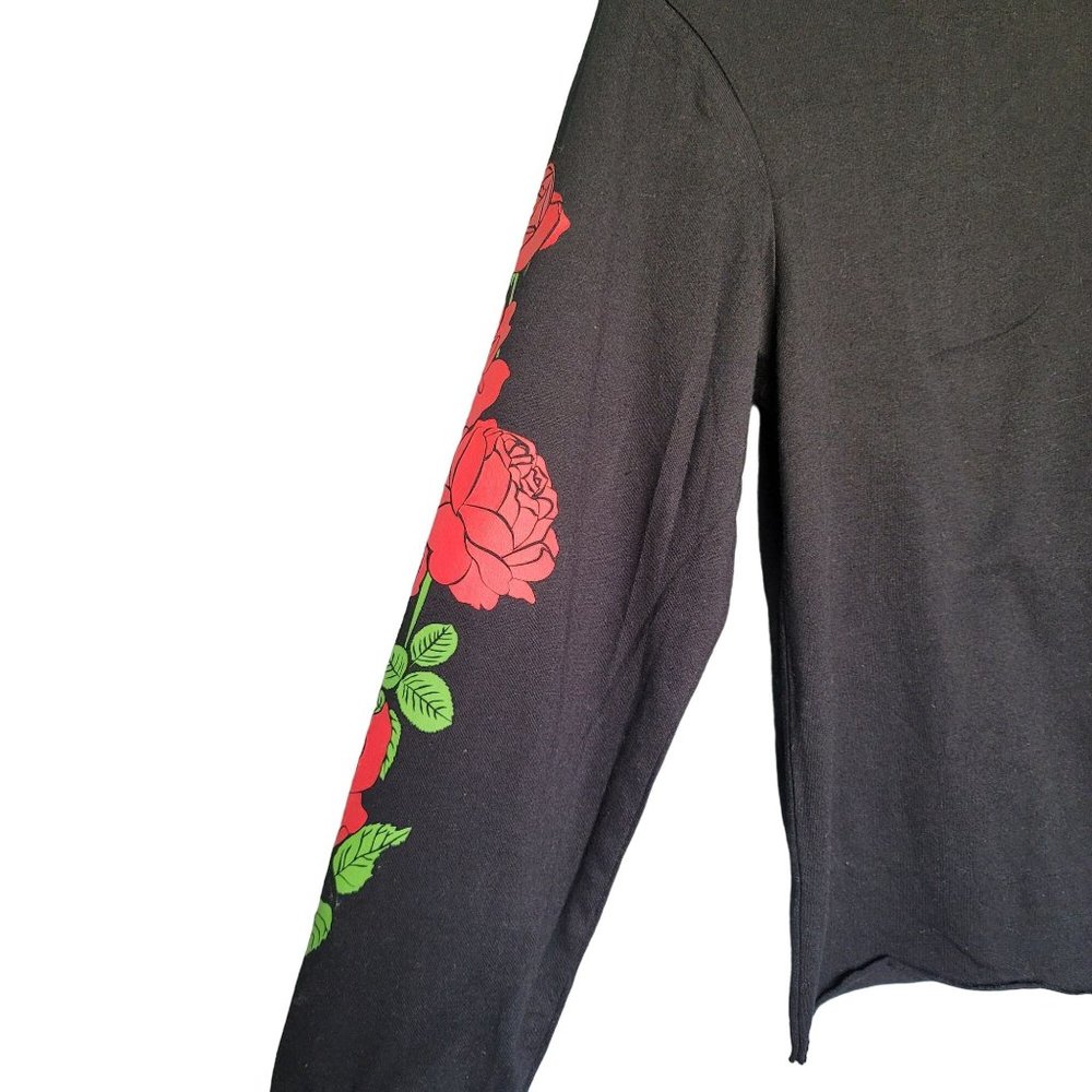 Rebellious One Long Sleeves Rose Graphic-Print Tee. Size XS - Picture 4 of 7